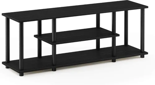 Vista 4 de Furinno Turn-N-Tube - Soporte para televisor de 3 niveles, 3D, sin herramientas, para televisores de hasta 50 pulgadas, con tubos redondos