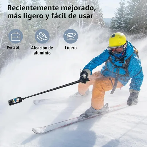 Vista 2 de ATUMTEK Palo selfie invisible de 52 pulgadas, poste monopie extensible de 1/4 pulgadas, diseño sólido y compacto para Insta360, para GoPro, DJI