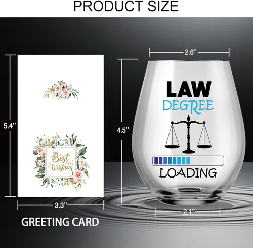 Vista 2 de AGMDESIGN Copas de vino divertidas con caja de regalo, regalos de graduación para estudiantes de derecho, abogado, graduado JD, abogado, consultor