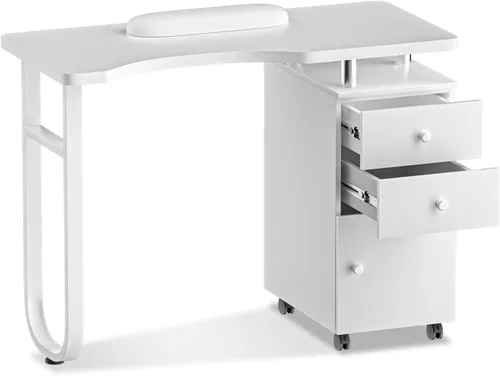Vista 8 de Mesa de manicura de escritorio con tecnología de uñas resistente a la acetona Mesa profesional de uñas para uñas; estación de uñas