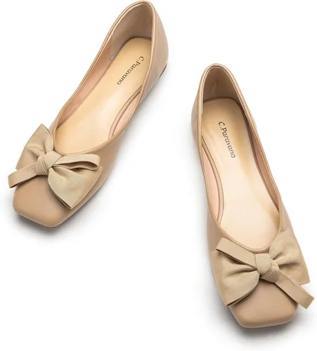 Vista 17 de C.Paravano Zapatos de Ballet para Mujer Zapatos Planos con Punta Cuadrada Zapatos Mary Jane Zapatos de Diseño para Mujer Negro Nueva Patente