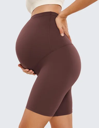 Vista 3 de CRZ YOGA Butterluxe - Pantalones cortos de yoga de maternidad sobre el vientre de 6 pulgadas, pantalones cortos de ciclismo atléticos