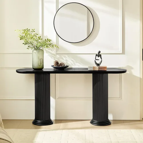 Vista 24 de Mesa consola pequeña de 31.9 pulgadas, estilo retro, estilo campestre, estilo francés, vintage, mesa de entrada, mesa de sofá para sala de estar