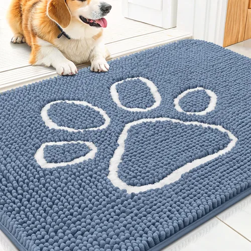 Vista 259 de Smiry Tapete para puerta de perro para patas fangosas, absorbente y Gris y negro