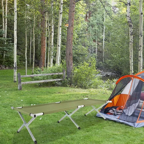 Vista 7 de Cuna de camping al aire libre, cama plegable y ligera, catre portátil para acampar con bolsa de transporte para adultos, senderismo, caza, viajes