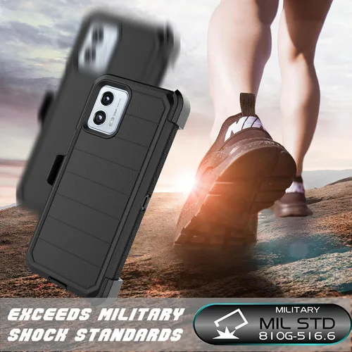 Vista 6 de Njjex Funda resistente para Moto G 5G 2023, para Motorola G 5G 2023 con funda de clip para cinturón, protector de pantalla integrado resistente a