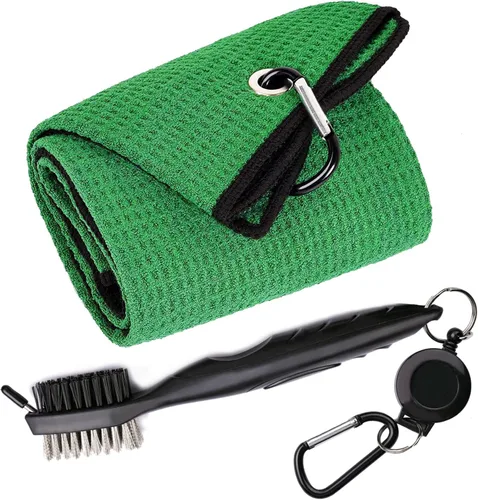 Vista 13 de Toallas de Golf, Toalla de Golf de Microfibra con Patrón Waffle Tri-fold - Kit de Herramientas de Cepillo con Limpiador de Ranuras del Club, con 2