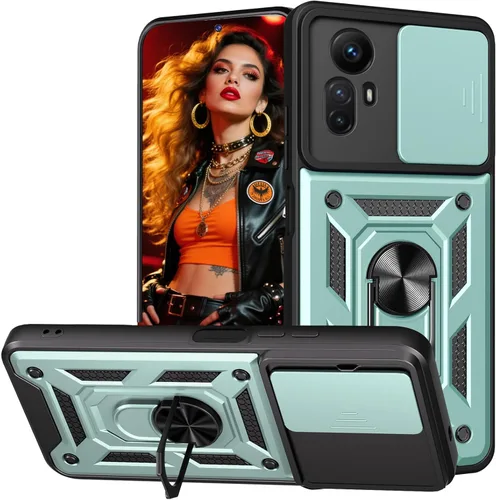 Vista 11 de Funda de teléfono celular para Xiaomi Redmi Note 12S, protección resistente con cubierta deslizante para cámara, soporte giratorio de metal de 360°