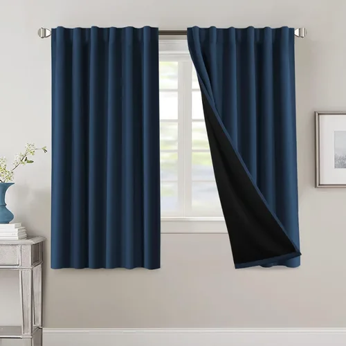 Vista 77 de H.VERSAILTEX Cortinas 100% opacas para dormitorio con forro negro, cortinas de oscurecimiento de habitación completa, con aislamiento térmico