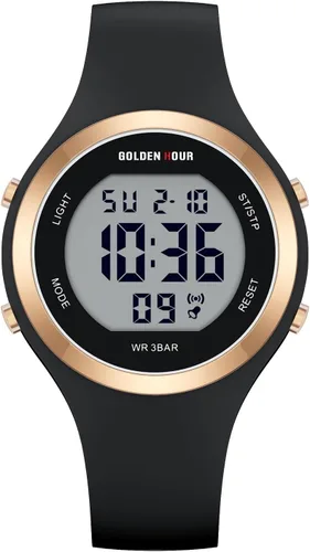 Vista 2 de GOLDEN HOUR Reloj de pulsera de silicona con cronógrafo digital impermeable para mujer