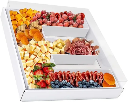 Vista 34 de Bandeja de papel rellenable de 12.5 pulgadas con números y letras de cartón, tablero de charcutería, bandeja para cupcakes dulces, caja decorativa