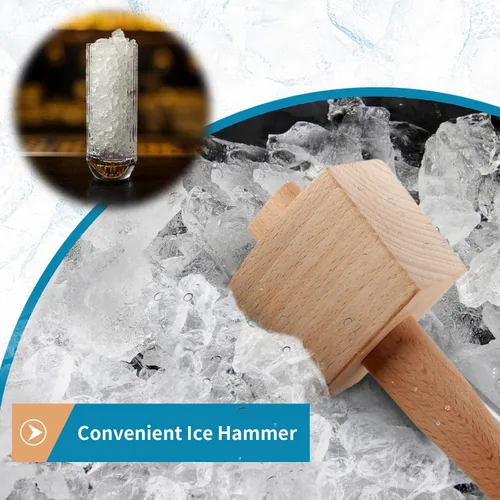 Vista 6 de Mazo de madera de 9.6 pulgadas, martillo de hielo de madera de haya maciza, herramienta de mano de carpintero sin daños para carpintería, tallado