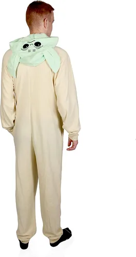 Vista 2 de STAR WARS Mandalorian The Child Cosplay Baby Yoda Grogu - Conjunto de pijama de una pieza con capucha para hombre adulto