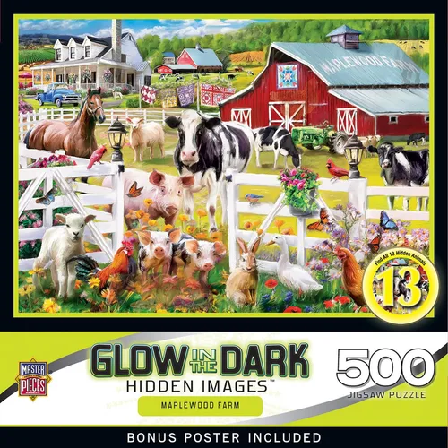 Vista 12 de MasterPieces - Rompecabezas de 500 piezas, brilla en la oscuridad, imágenes ocultas, Corner Market, diversión para adultos, familia, niños, 15" x 21