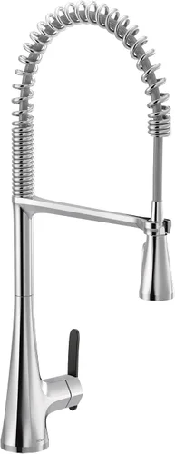 Vista 39 de Moen Sinema grifo de cocina desplegable de acero inoxidable con aumento de potencia y sistema retráctil, llave de cocina moderna de arco alto, fácil