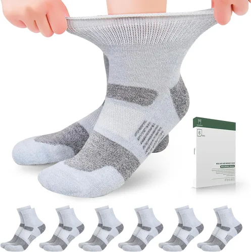 Vista 10 de Bulinlulu Calcetines diabéticos para mujer, talla 9-11, 6 pares de calcetines tobilleros diabéticos no vinculantes para mujeres y hombres (negro)