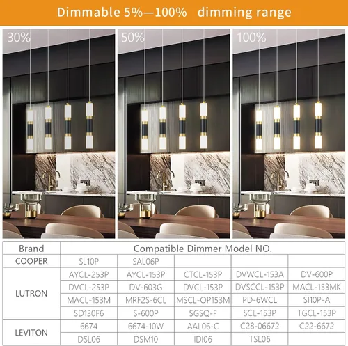 Vista 3 de Lámpara colgante moderna de 4 luces para isla de cocina, regulable, LED, negro, mini luces colgantes, comedor, cocina, color negro y dorado