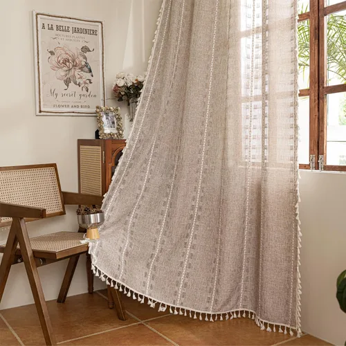 Vista 18 de Sutuo Home - Cortinas bohemias negras de 84 pulgadas de largo para dormitorio y guardería, cortinas de estilo rústico con dobladillo para barra