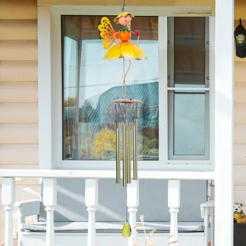 Vista 6 de Taman Campanilla de viento para exteriores – Campanillas de viento de hadas de flores para tubos de aluminio exteriores, regalo conmemorativo