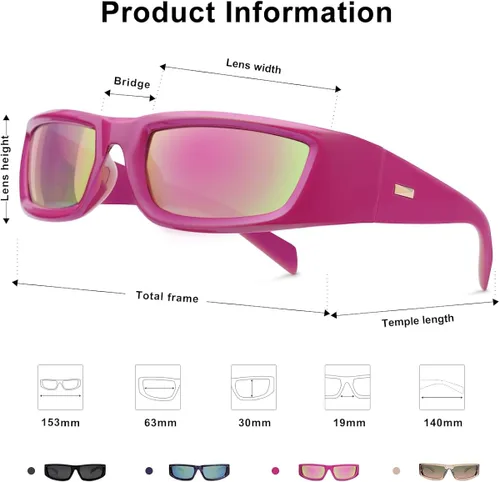 Vista 5 de SOJOS Gafas de sol de moda Warp Around para mujeres y hombres