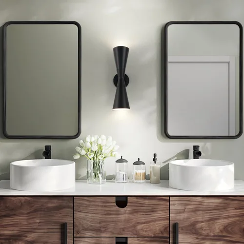 Vista 4 de Aplique de pared para baño, apliques modernos negros de 13 pulgadas, decoración de pared, accesorios de pared interiores para sala de estar