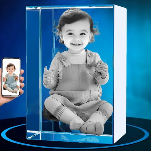 Vista 8 de Foto de cristal 3D, regalo personalizado para ella, él, mamá, papá, padre, regalo para parejas: foto personalizada en cristal, única