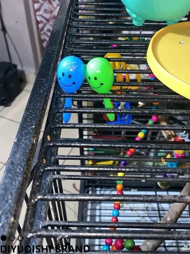 Vista 4 de Paquete de 10 juguetes para pájaros para loros, ratán natural y bolas