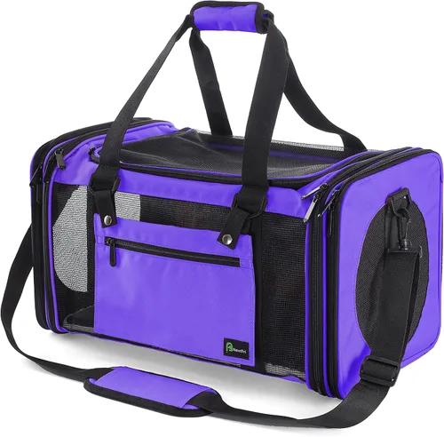 Vista 13 de Transportador de lados suaves para perros y gatos pequeños y medianos, aprobado por la aerolínea TSA, plegable, para mascotas, color negro