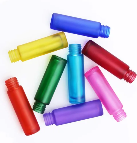 Vista 2 de 8 botellas de vidrio grueso esmerilado de 0.3 fl oz (1/3 oz) de alta calidad, frascos de tubo para aceites esenciales, aromaterapia, perfumes