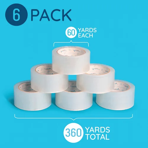 Vista 3 de Blue Summit Supplies - Paquete de 6 cintas de embalaje transparentes, 1.88 pulgadas x 60 yardas, 2.7 mil Adhesivo resistente, cinta de envío de 2