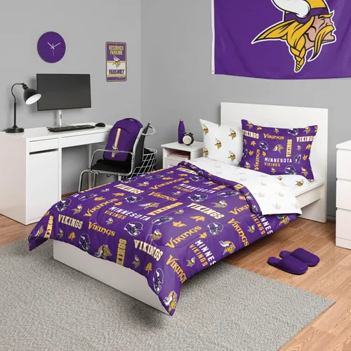 Vista 43 de FOCO Juego de ropa de cama unisex para adultos con logotipo del equipo de la NFL, sábanas y fundas de almohada, juego de ropa de cama de 5 piezas