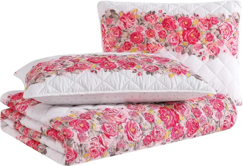 Vista 5 de Betsey Johnson - Juego de edredón Queen, ropa de cama reversible de microfibra cepillada con fundas a juego, decoración del hogar cosida