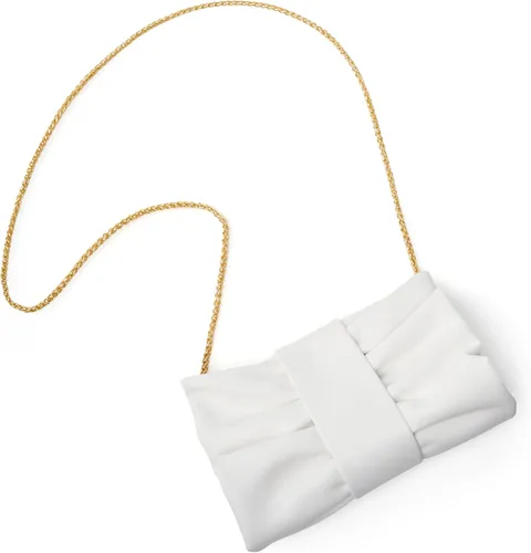 Vista 8 de Elegante bolso de mano con lazo para mujer, suave y plisado, bolsa de noche de poliuretano con cadena desmontable para fiesta de graduación, boda