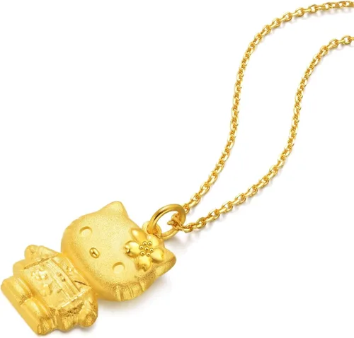 Vista 6 de CHOW SANG SANG Sanrio - Colgante de oro macizo 999.9 de 24 quilates Hello Kitty en Japón para mujeres y niñas 54487P (no incluye el collar), Metal