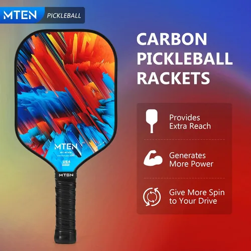 Vista 5 de Paletas de pickleball, paletas de pickleball de fibra de carbono, superficie de carbono USAPA, núcleo de fibra de carbono, mango de cuero cómodo
