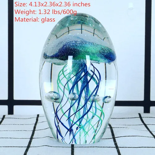 Vista 2 de EUSTUMA Adorno de figura de medusa de vidrio soplado a mano, adorno de animales marinos para acuario de pecera, colección de animales marinos