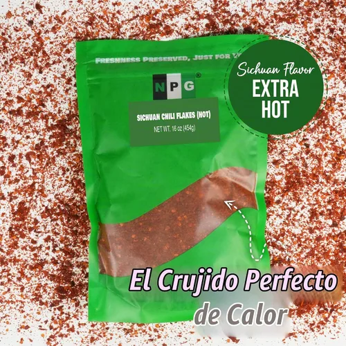 Vista 5 de NPG Copos de chile Sichuan de 16 onzas, copos de pimiento rojo triturado