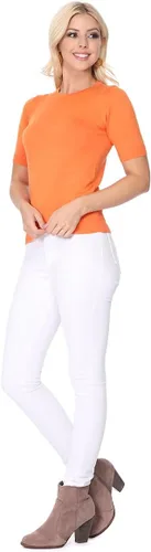 Vista 6 de YEMAK Suéter de Punto Top para Mujer – Media Manga Cuello Redondo Básico Casual Ajuste Clásico Ligero de Punto Suave Pullover Tee