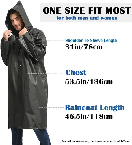 Vista 2 de Opret Impermeable reutilizable negro 2 piezas + verde oliva 2 piezas