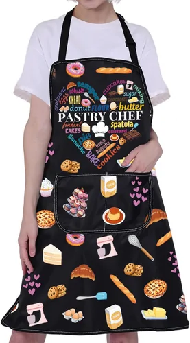 Vista 6 de CMNIM Delantal de chef pastelero, regalo de panadero, delantal de cocina para repostería, regalo de graduación para estudiantes culinarios, regalo