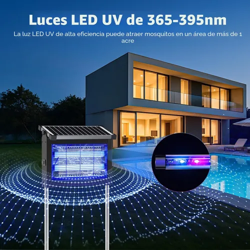 Vista 3 de OnBeam Solar Bug Zapper Outdoor, 4500V Mosquito Zapper Fly Trap for Patio Negro oscuro
