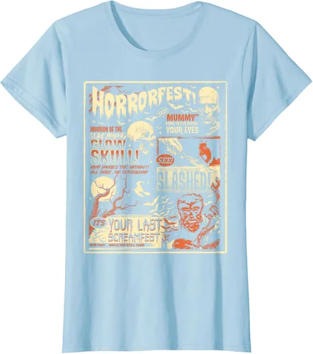 Vista 23 de Vintage Horrorfest Movie Poster Terror Old Time Halloween Camiseta S Negro