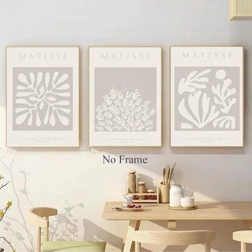 Vista 3 de Matisse - Arte abstracto de pared de Matisse beige minimalista Matisse arte de pared bohemio beige Henri Matisse impresiones neutras estéticas