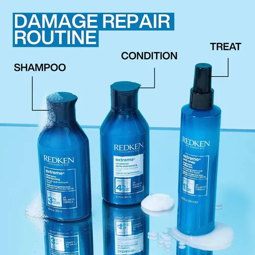 Vista 4 de Redken Extreme - Tratamiento sin enjuague antiquebradura y anti-rotura para cabello dañado - Fortifica y ayuda a reducir la rotura, infundido