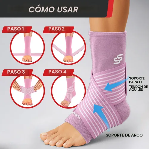 Vista 7 de Tobillera Sleeve Stars para mujeres y hombres, tobillera para esguince de tobillo, manga de compresión para alivio de la fascitis plantar, soporte