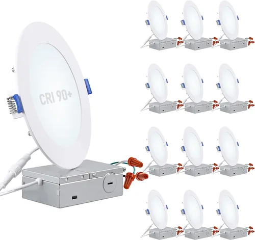 Vista 10 de TORCHSTAR Serie Básica - Paquete de 12 luces LED empotrables ultradelgadas de 3 pulgadas con caja de conexiones, CRI90, aluminio