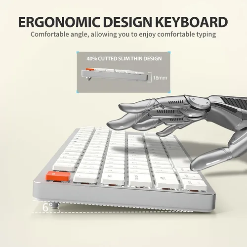 Vista 7 de Teclado mecánico de perfil bajo para Mac, interruptor marrón de 87 teclas, teclado Apple retroiluminado blanco con cable tipo C, ultra delgado