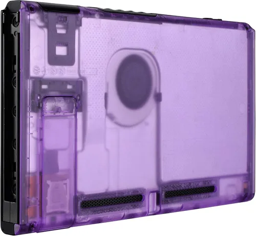 Vista 5 de eXtremeRate Carcasa de repuesto para consola Nintendo Switch con función atril, color morado atómico, transparente, carcasa para consola Nintendo