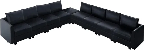 Vista 6 de Naomi Home Elizabeth Modern DIY Collection Black/Air Leather/7 Piezas Modular Seccional