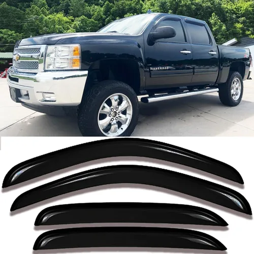 Vista 23 de Deflectores de ventana adhesivos para ventanas laterales y ventilación con viseras para 2015-2018 Chevy Silverado y GMC Sierra 1500 2500HD 3500HD